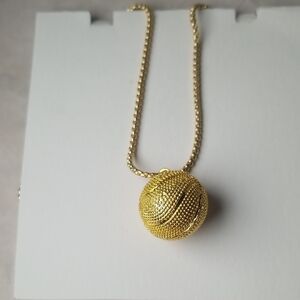 Heavy Gold Tone Basketball Pendant
